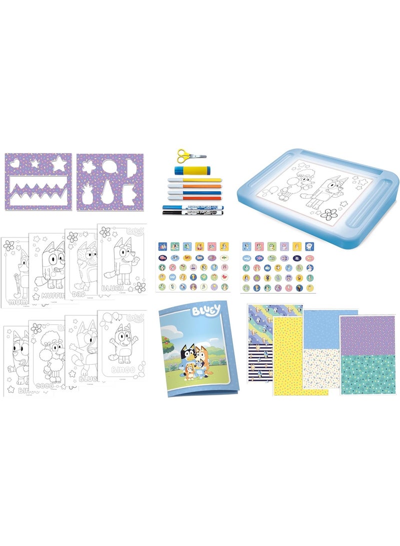 BLUEY Drawing School - Educational Drawing Kit for Children from 3 Years - A4 Light Table - Scented Felt Pens - Stencils, Stickers & Scissors - Manual and Creative Activities - Image 3